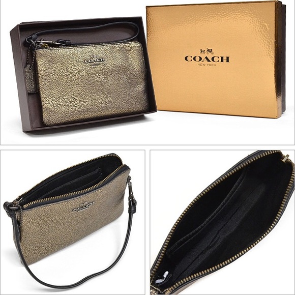 NWT Coach RARE metallic/brass wristlet PRICE FIRM - Picture 4 of 4